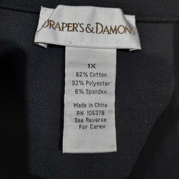 Pant Suite Drapers & Damons Black Button Shacket Size 1X Multi Colored Buttons - Picture 9 of 16